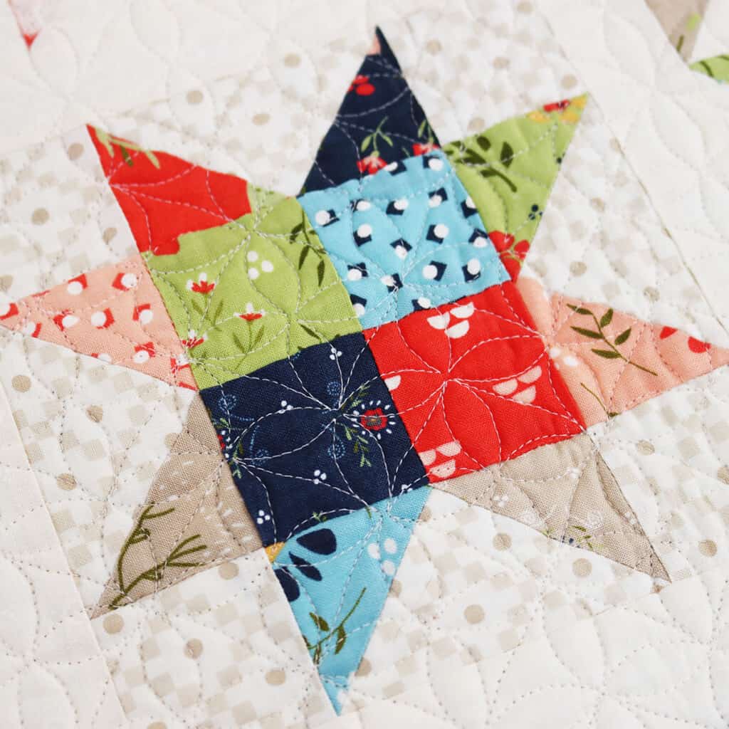 Scrappy Sawtooth Star Quilt Block featured by Top US Quilt Blog, A Quilting Life