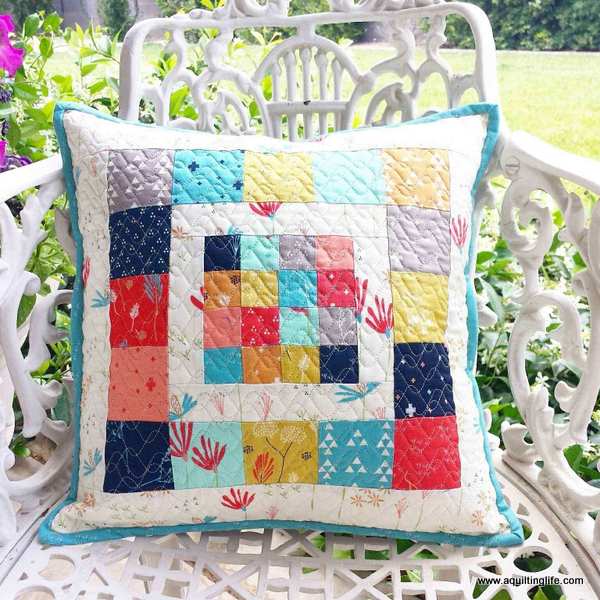 Patchwork Pillow with Desert Bloom fabrics