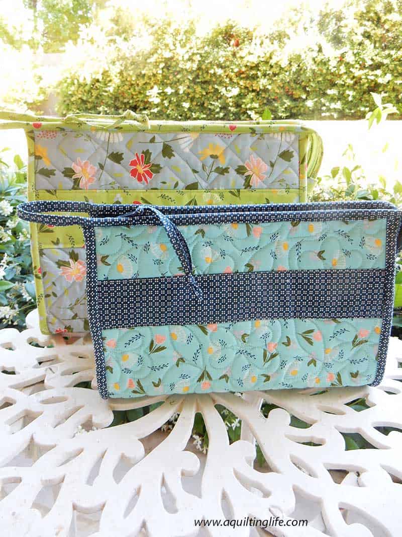 Grey and Blue Open Wide Accessory bags in Clover Hollow