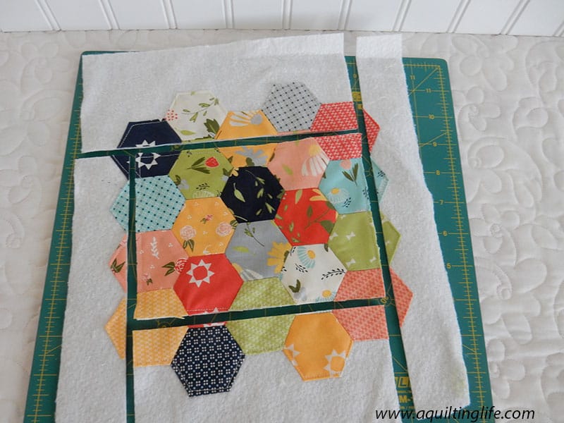 hexagons sewn and trimmed