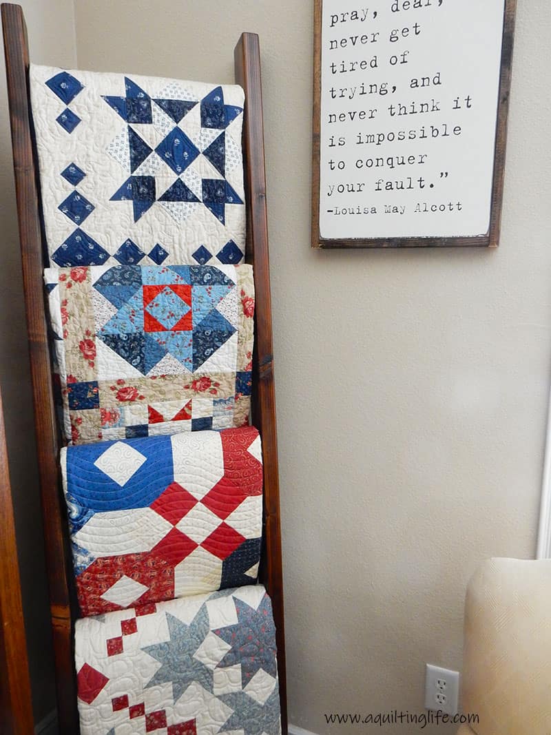 patriotic quilts on a ladder 2