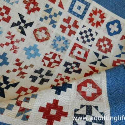 Red Blue and Cream quilt