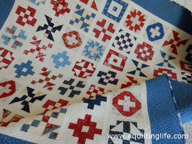 Red Blue and Cream quilt