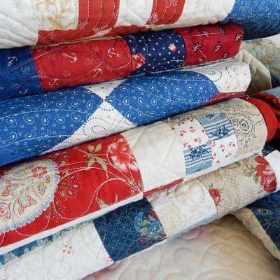 Patriotic Quilts in a stack