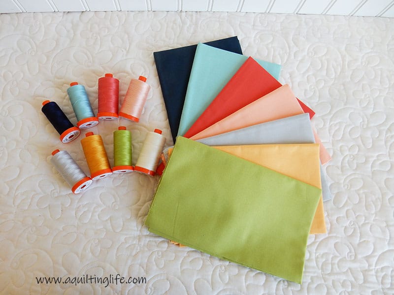 Clover Hollow Bella Solids and Aurifil Threads