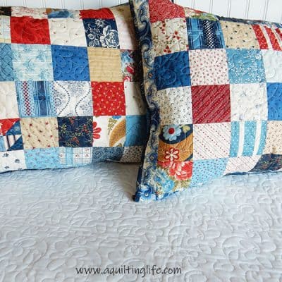 simple quilted pillow shams | | Stash Busting Quilts Projects and Ideas featured by top US quilting blog, A Quilting Life