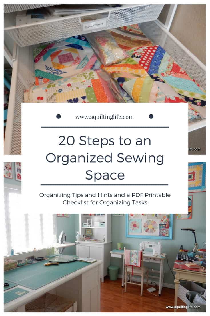 Sewing Room Organization featured by top US quilting blog, A Quilting Life: image of Organized Sewing Space Graphic