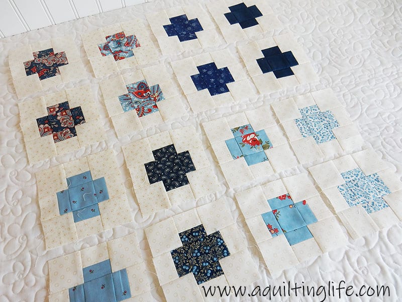 Scrappy Blue & Cream Quilt Blocks