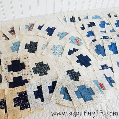 Scrappy Blue & Cream Quilt blocks