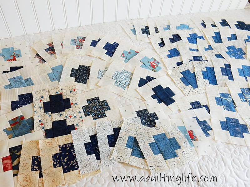 Scrappy Blue & Cream Quilt blocks
