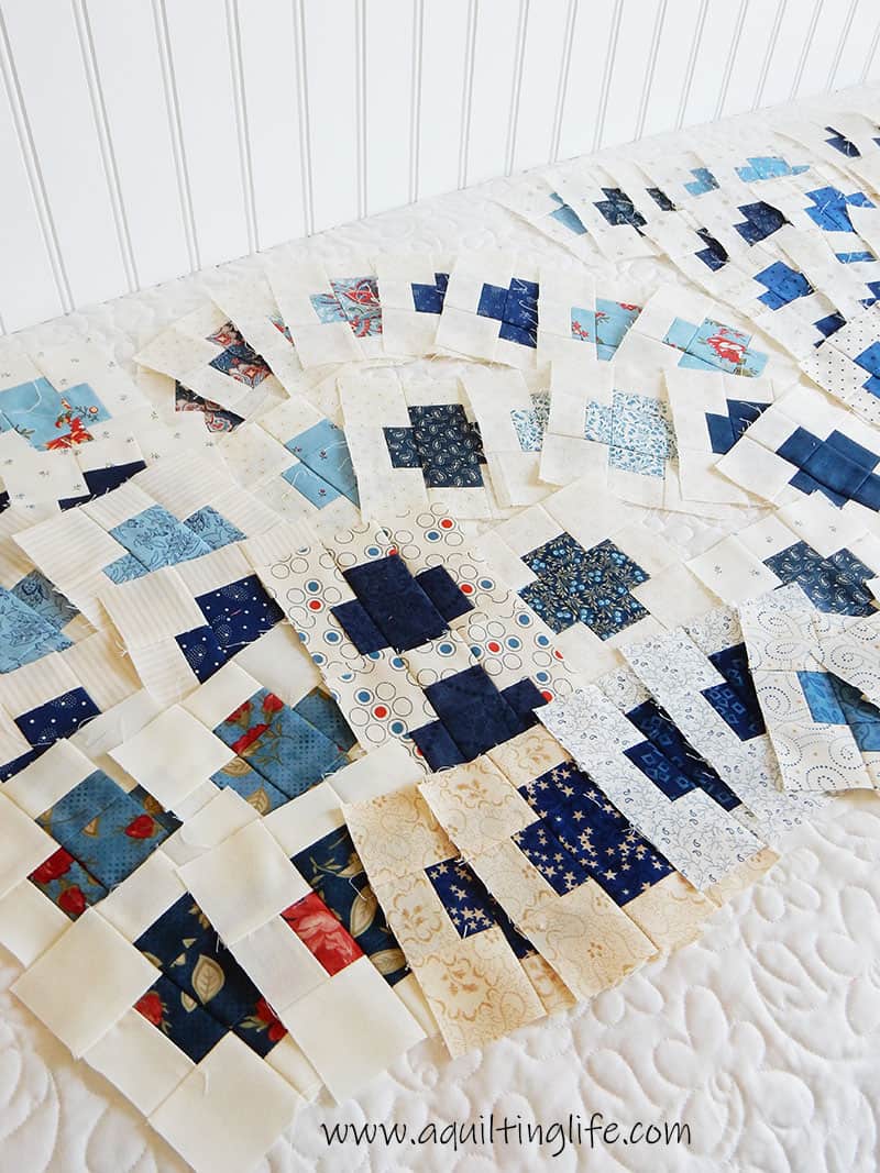 Scrappy Blue & Cream Quilt Blocks