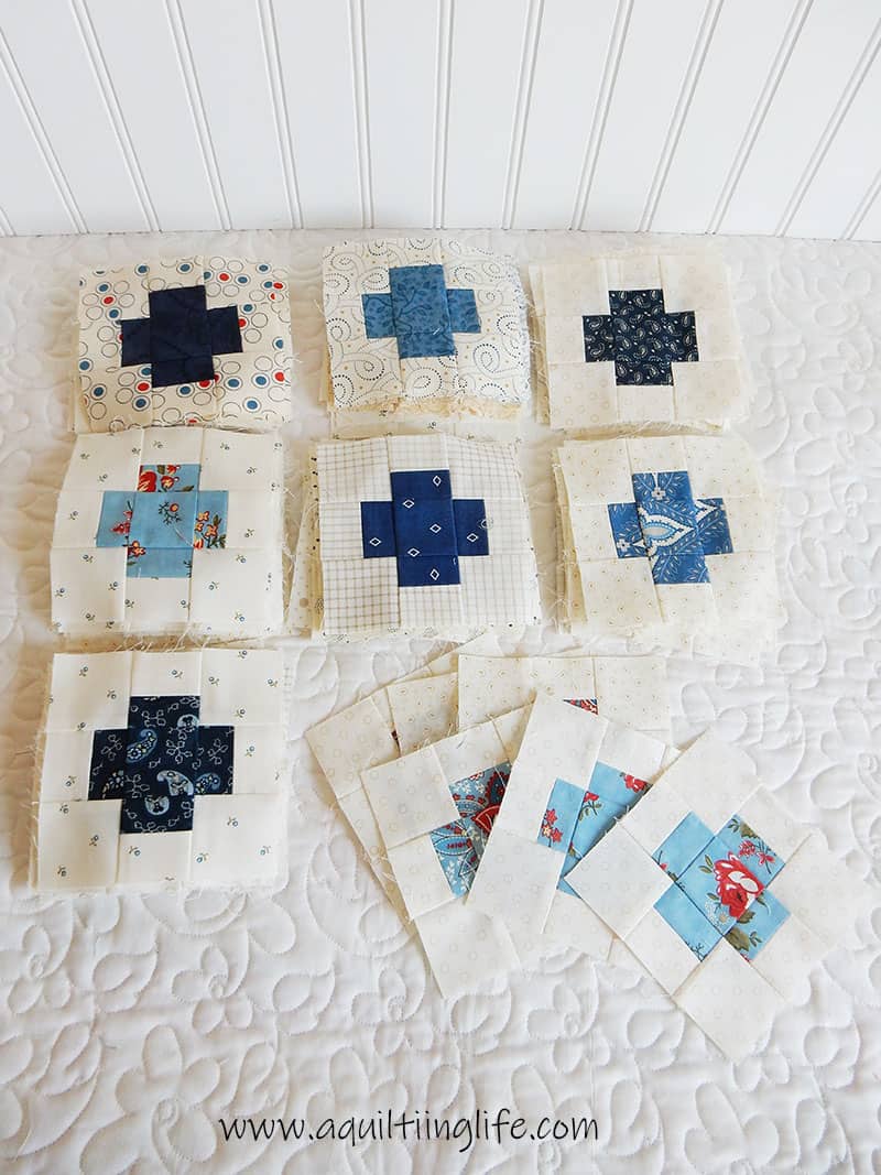 Scrappy Blue & Cream Quilt blocks