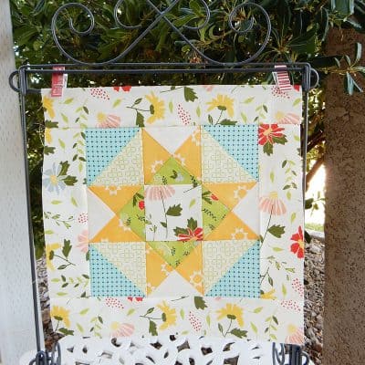 Mini Barn Block Quilt on Stand