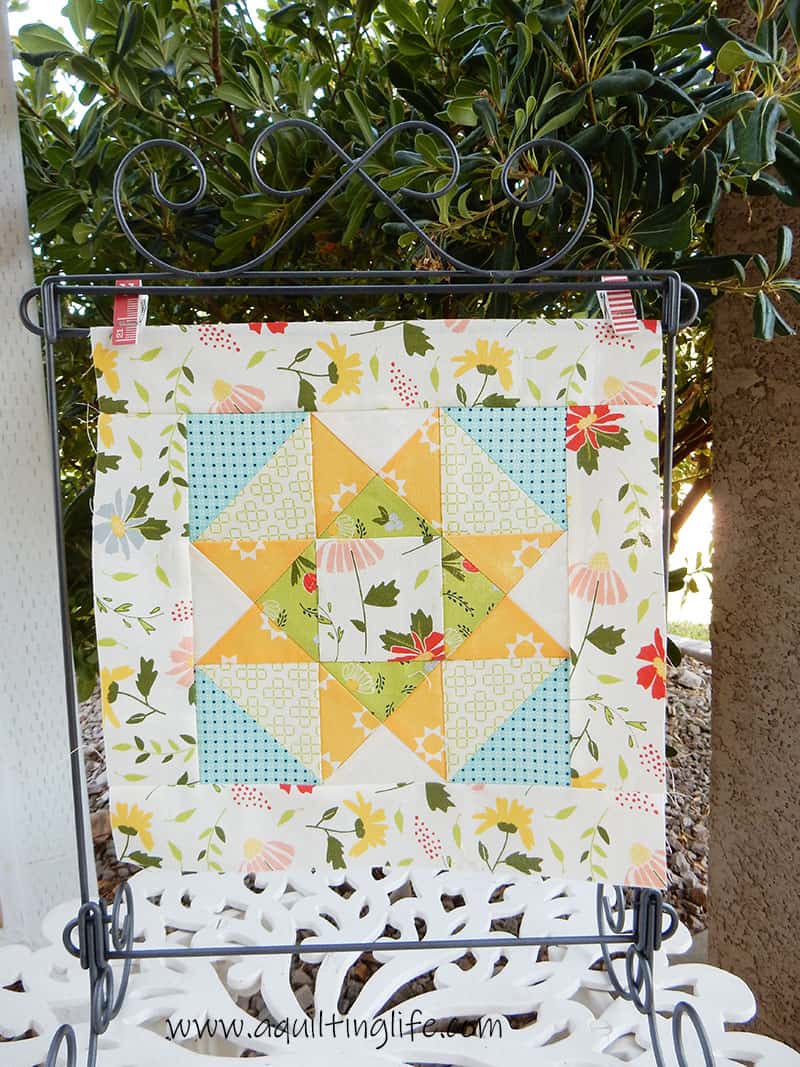 Mini Barn Block Quilt on Stand