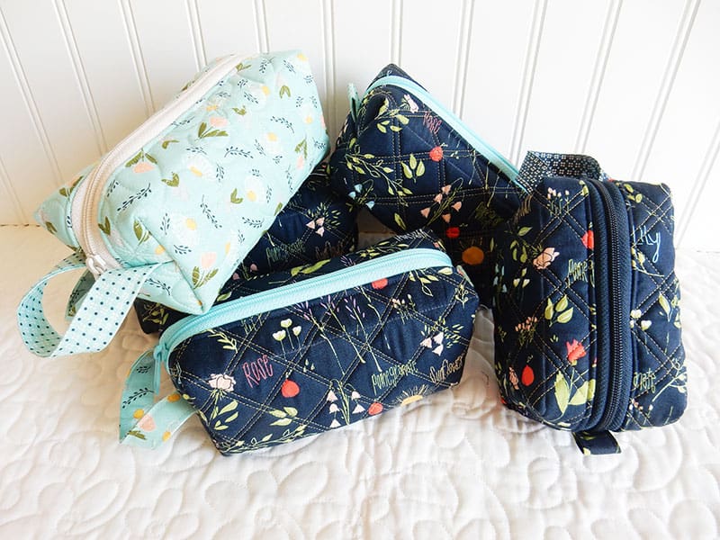 Navy and blue Simple Quilted Zipper Bags