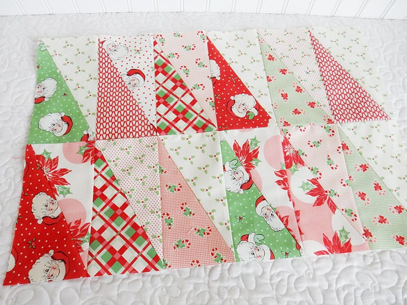 Half-Rectangle Triangle Quilt Blocks in Swell Christmas