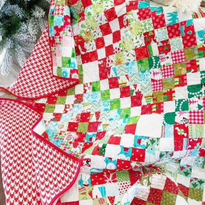 Scrappy Trip Around the World in Christmas Fabrics