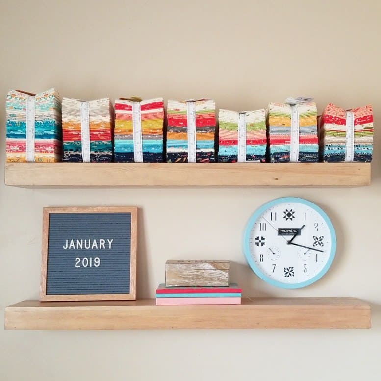 Fabric bundles, clock, and letter board