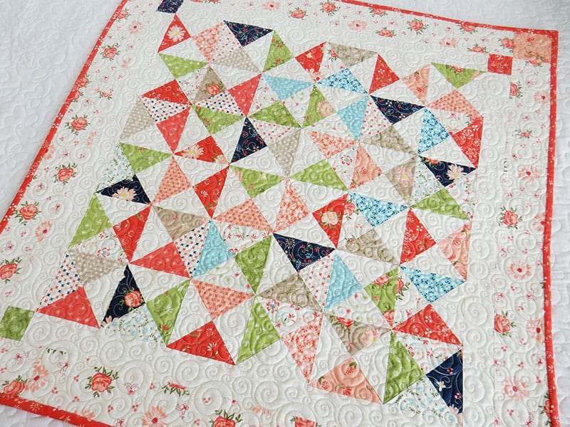 Moda Summer Charm Swap | Table Topper Quilt by popular quilting blog, A Quilting Life: image of table topper quilt.