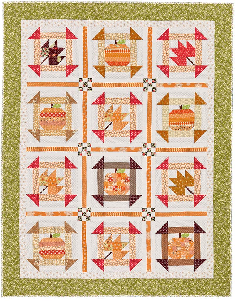 Fall Dash Quilt | Fall Dash Quilt in APQ by popular quilting blog, A Quilting Life: image of a fall dash quilt.
