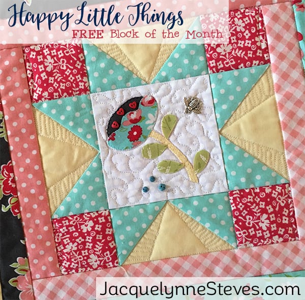 Happy Little Things Cottage Colorway | Happy Little Things free block of the month + Giveaway by popular quilting blog, A Quilting Life: image of a Happy Little Things block quilt.