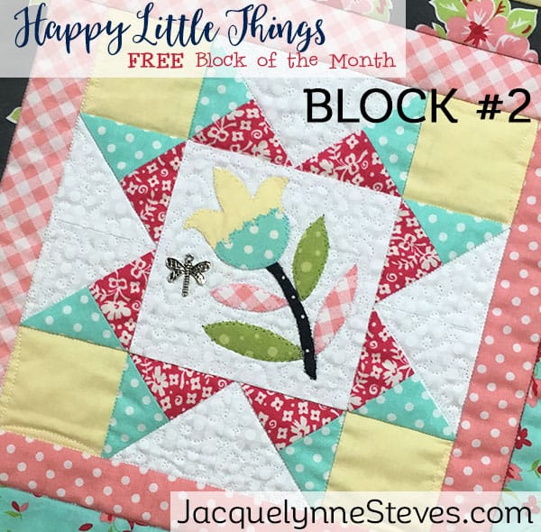 Happy Little Things Block 2 | Happy Little Things Free Block of the Month Pattern + Giveaway by popular quilting blog, A Quilting Life: image of a finished quilting block.