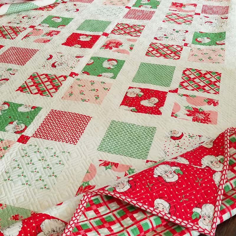 Jelly Roll Projects featured by top US quilting blog, A Quilting Life: image of Four Square Quilt pattern by A Quilting Life
