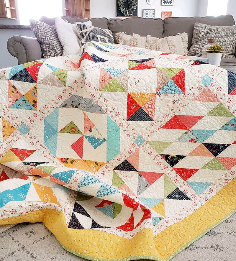 A Quilting Life Block of the Month quilt styled