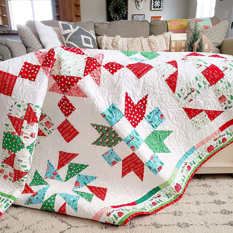 Christmas Sampler Quilt featured by top US quilting blog, A Quilting Life.
