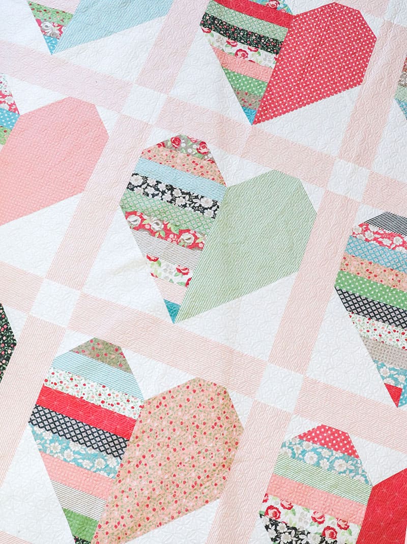 Heart Throb Quilt pieced by Sherri McConnell from the Jelly Filled book by Vanessa Goertzen