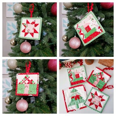 Quilted Christmas ornaments featured by top US quilting blog, A Quilting Life.