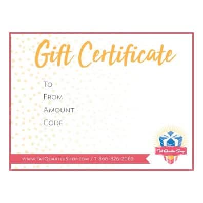 Gifts for Quilters from Fat Quarter Shop featured by Top US Quilting Blog, A Quilting Life: image of Fat Quarter Shop Gift Certificate