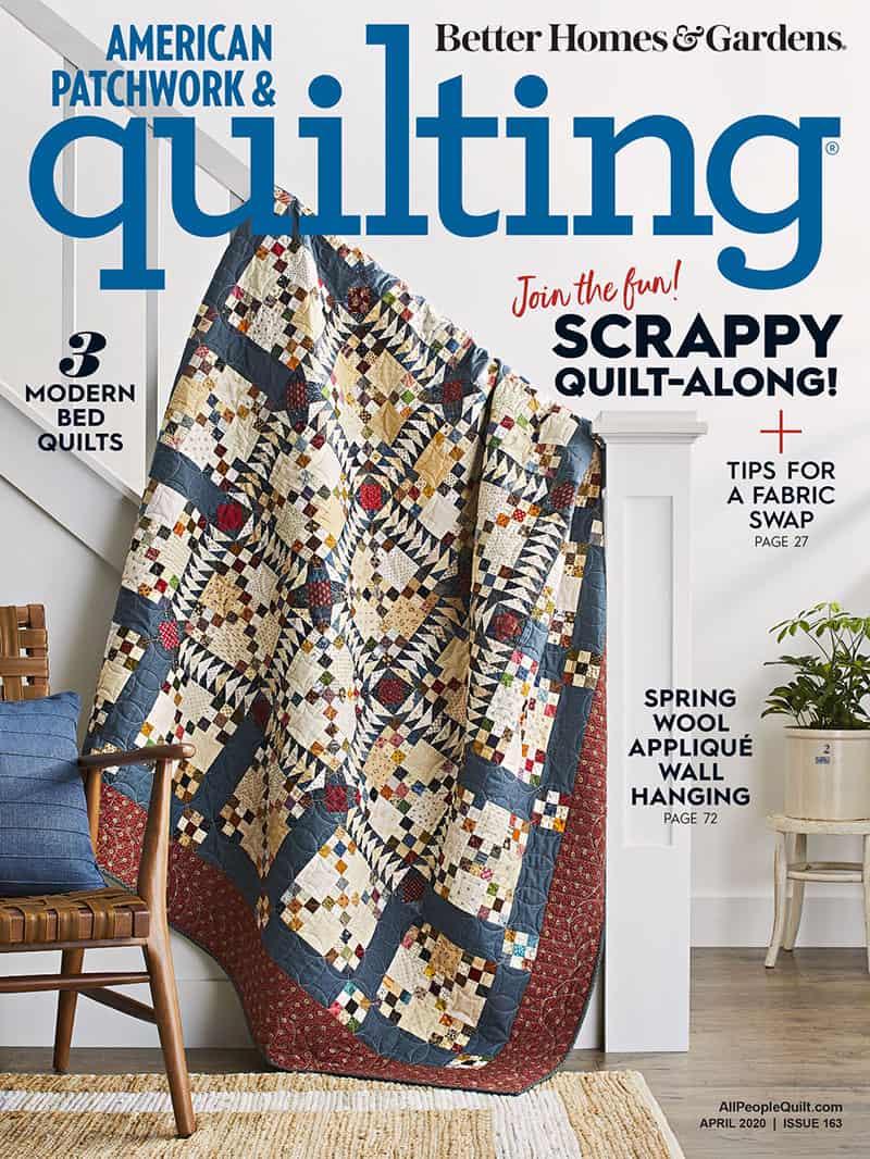 Granny Squared Quilt in Summer Sweet featured by Top US Quilting Blog, A Quilting Life: image of April 2020 cover of AP & Q magazine