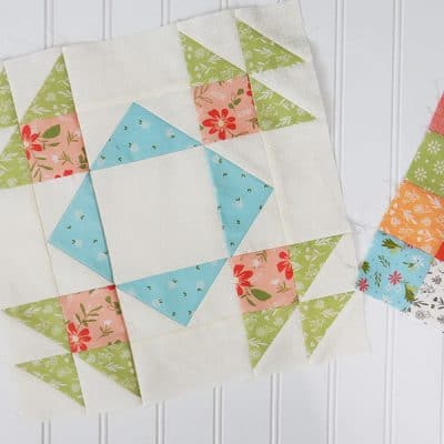 A Quilting Life Block of the Month | January 2020 featured by Top US Quilting Blog, A Quilting Life: image of January block and scrappy patchwork