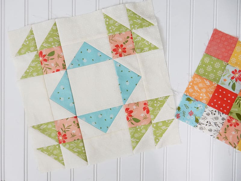 A Quilting Life Block of the Month | January 2020 featured by Top US Quilting Blog, A Quilting Life: image of January block and scrappy patchwork