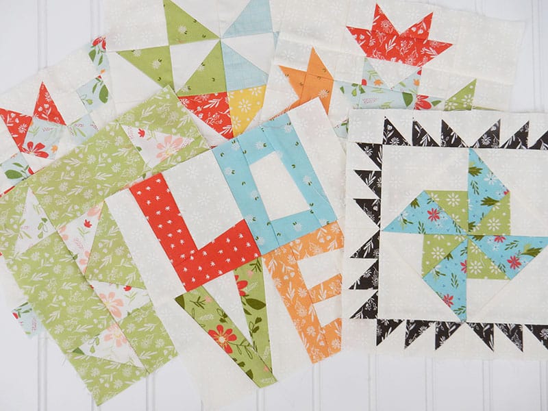 Moda Block Heads 3 Block 6 featured by Top US Quilting Blog, A Quilting Life: image of blocks 1-6
