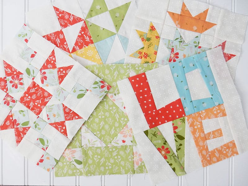 Moda Block Heads 3 Block 5 featured by Top US Quilting Blog, A Quilting Life: image of blocks 1-5