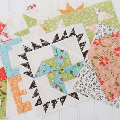 Moda Block Heads 3 Block 7 featured by Top US Quilting Blog, A Quilting Life: image of Block 7