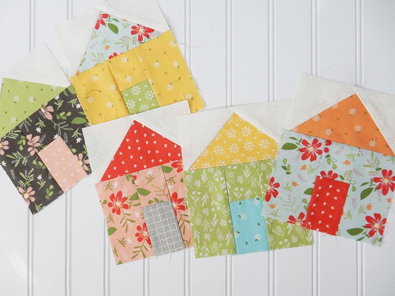 Works in Progress featured by Top US Quilting Blog, A Quilting Life: image of house quilt blocks in Summer Sweet fabrics