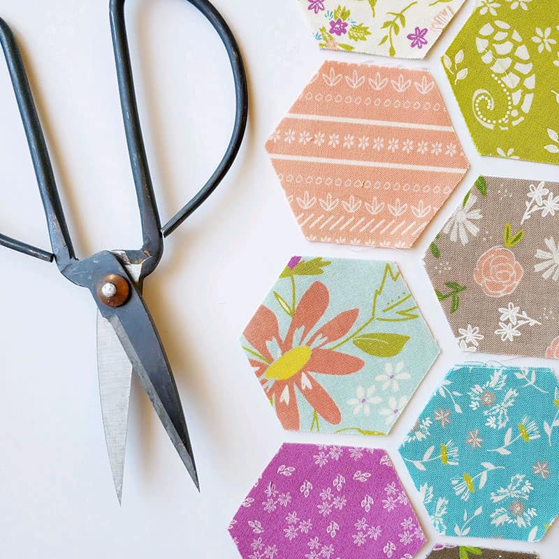 How to Use Diagonal Seam Tape featured by Top US Quilting Blog, A Quilting Life: image of Balboa fabric hexagons
