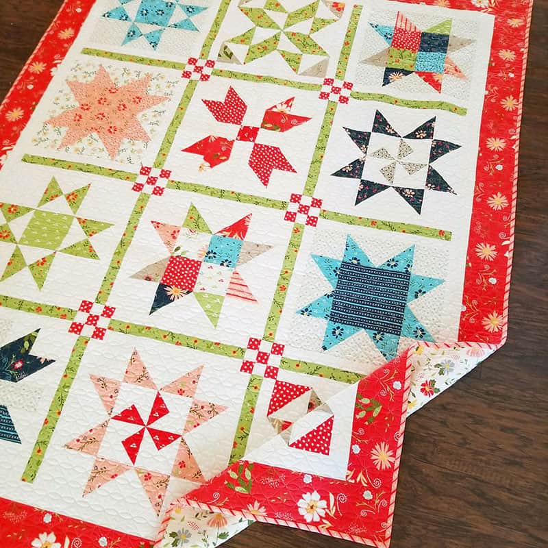 Sawtooth Star Quilt Block featured by Top US Quilting Blog, A Quilting Life: image of Garden Stars Sampler Quilt