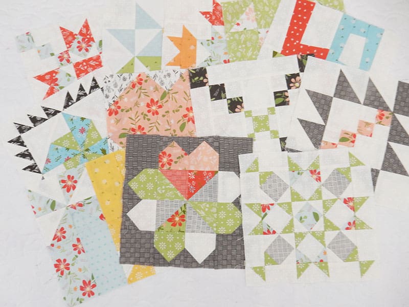 Moda Block Heads 3 Block 12 featured by Top US Quilting Blog, A Quilting Life: image of blocks 1-12
