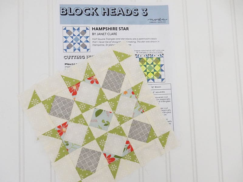 Moda Block Heads 3 Block 12 featured by Top US Quilt Blog, A Quilting Life: image of Block 12