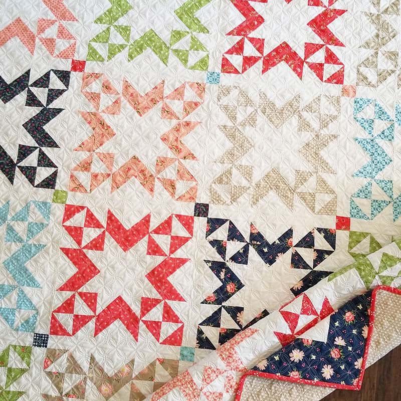 Sawtooth Star Quilt Blocks featured by Top US Quilting Blog, A Quilting Life: image of Summer Shores Quilt