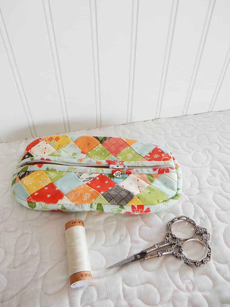 Patchwork Pouch in Summer Sweet Fabrics featured by Top US Quilting Blog, A Quilting Life: image of pouch