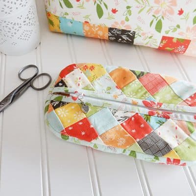 Patchwork Pouch in Summer Sweet Fabrics featured by Top US Quilting Blog, A Quilting Life: image of patchwork pouch
