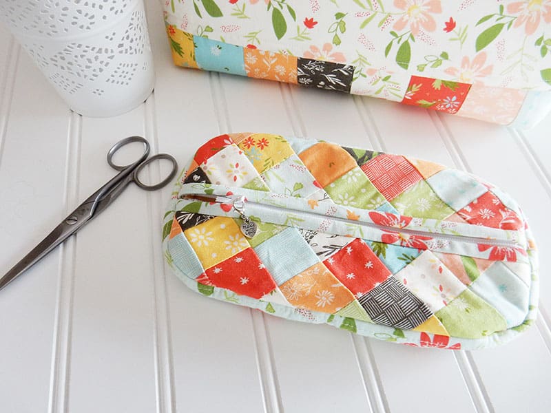 Patchwork Pouch in Summer Sweet Fabrics featured by Top US Quilting Blog, A Quilting Life: image of patchwork pouch