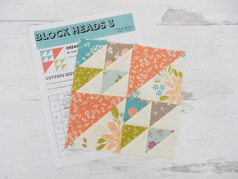 Moda Block Heads 3 Block 16 featured by Top US Quilting Blog, A Quilting Life: image of Block 16