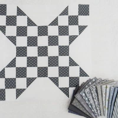 Sew Colorful Gray Bundle featured by Top US Quilting Blog, A Quilting Life: image of quilt block and fabrics