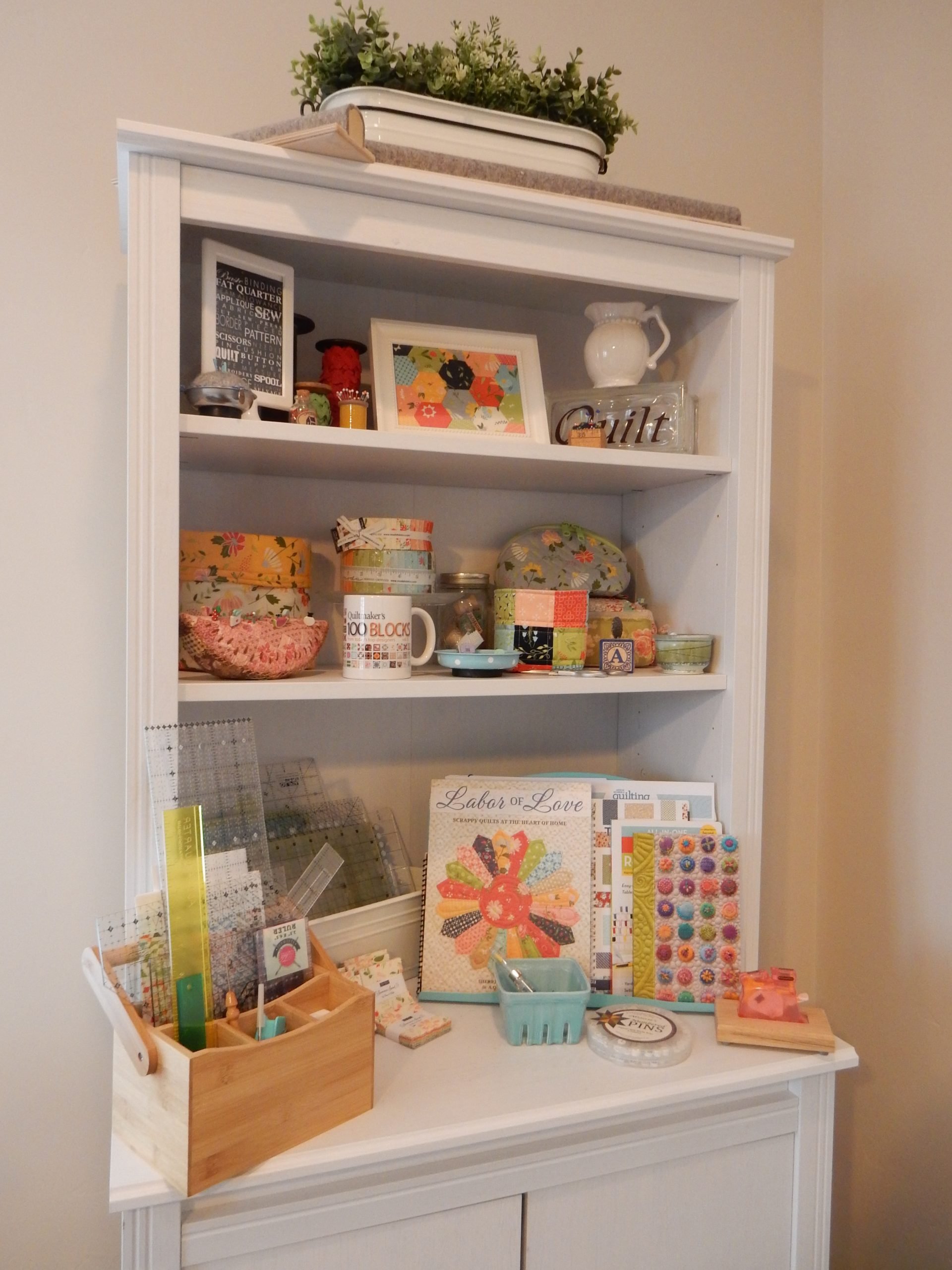 Sewing Room Tour featured by Top US Quilting Blog, A Quilting Life: image of sewing room cabinet